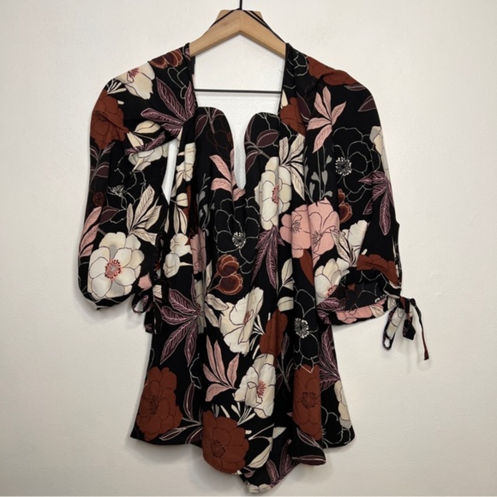 Mod X Floral Strapless Long Sleeve Blouse Size XS